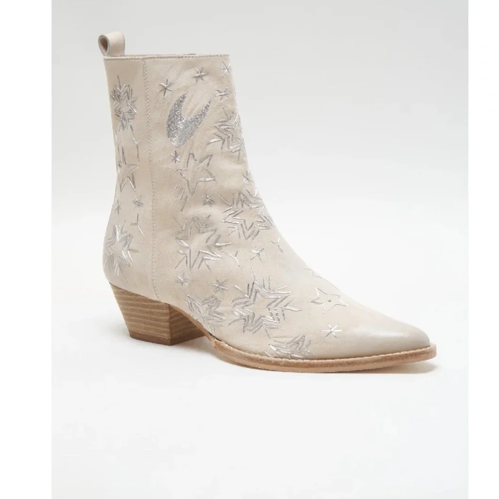 FREE PEOPLE size 10 (40) Tan/Cream Bowers Embroidered Boots NEW $198 - Picture 13 of 16